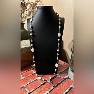 Silpada White Howlite African Opal Sterling Silver Necklace N1692 Retired 35”